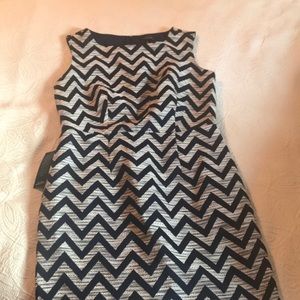 Navy Tweed chevron Dress from The Limited Size 10